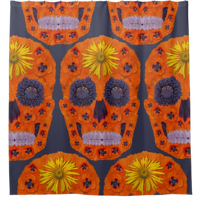 Cortina De Ducha Flor Skull 1 (Anverso)