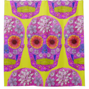 Cortina De Ducha Flor Skull 2