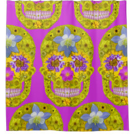 Cortina De Ducha Flor Skull 3