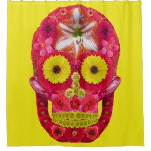 Cortina De Ducha Flor Skull 6