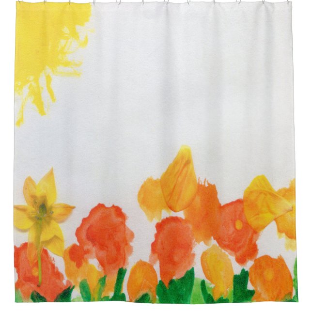 Cortina De Ducha Flora acuarela (Anverso)