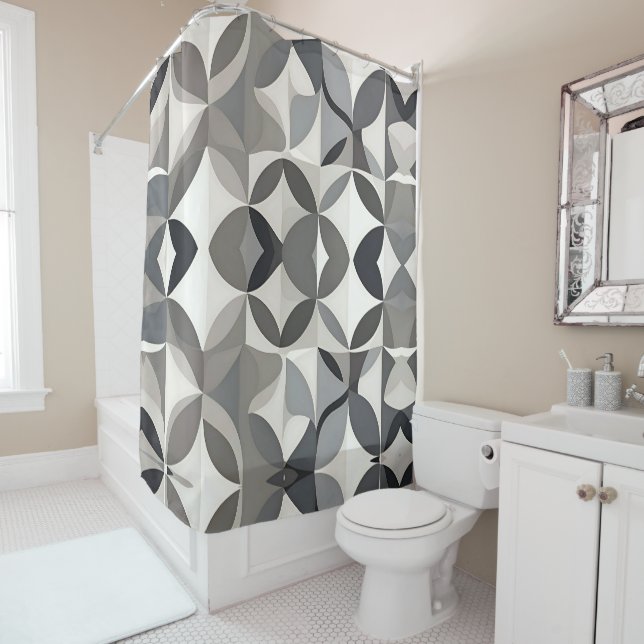Cortina De Ducha Flora gris elegante moderna (In situ)