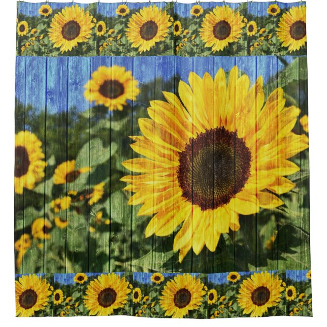 Cortina De Ducha Flora pintada de girasoles (Anverso)