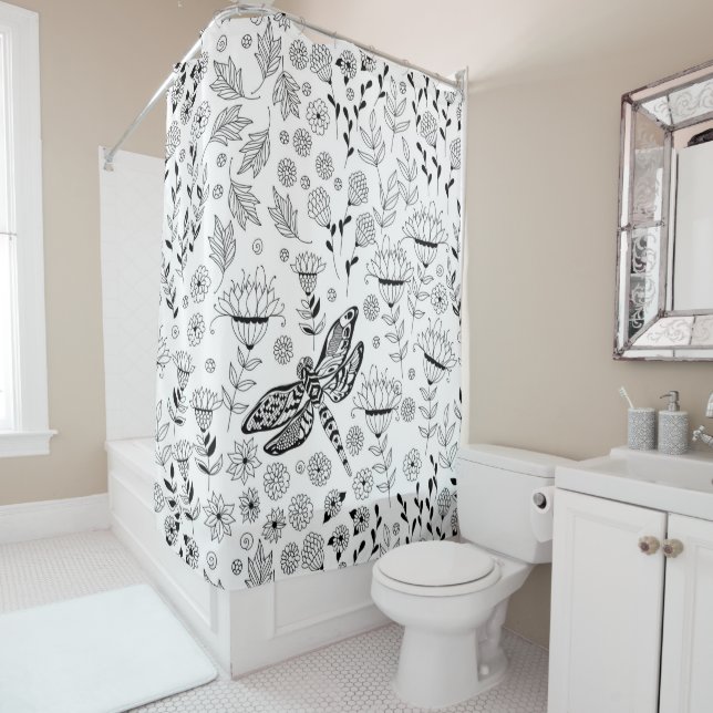 Cortina De Ducha Flora y libélula (In situ)