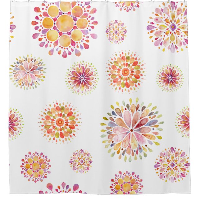 Cortina De Ducha floraciones abstractas de acuarela (Anverso)