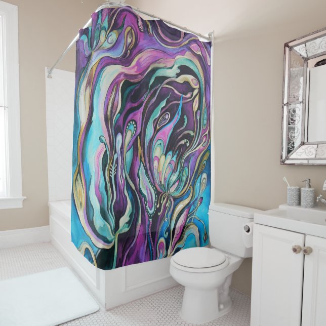 Cortina de ducha floral (In situ)