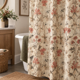 Cortina De Ducha Floral Acuarela Oxidada Vintage de William Morris