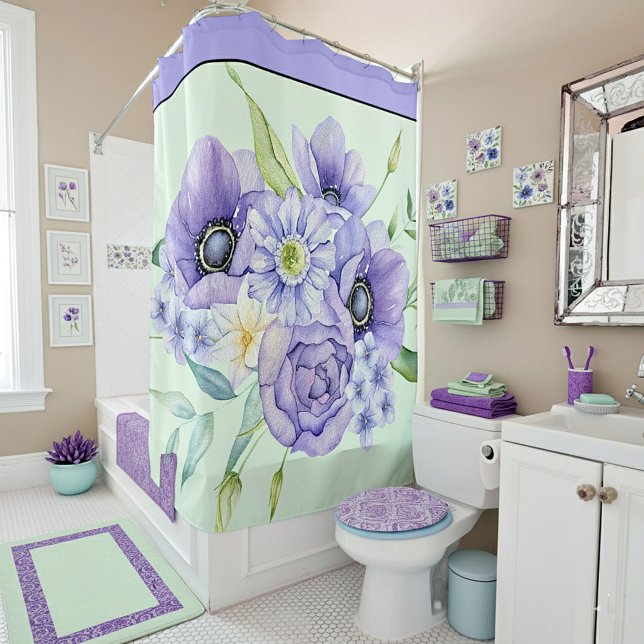 Cortina De Ducha Floral acuática violeta (Subido por el creador)