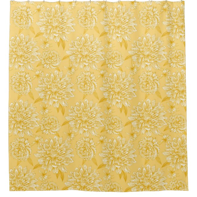 Cortina de ducha floral amarilla (Anverso)