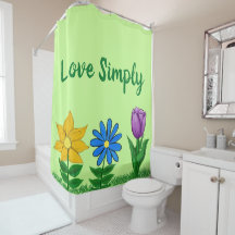 Cortina de ducha floral amarilla azul púrpura verd
