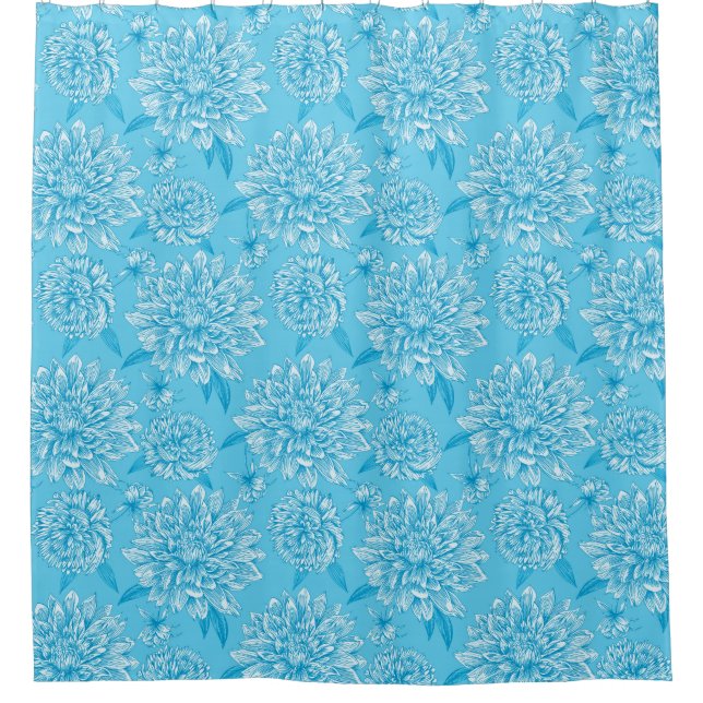 Cortina de ducha floral azul (Anverso)