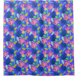 Cortina De Ducha floral azul moderno colorido tropical hogar
