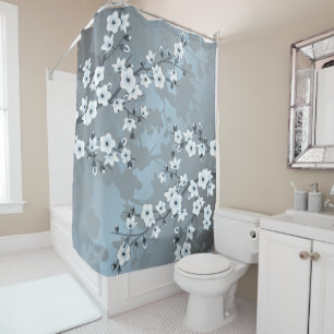 Cortina De Ducha Floral azul turquesa