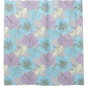 Cortina de ducha floral azul y púrpura