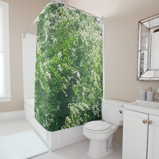 Cortina de ducha floral blanca (In situ)