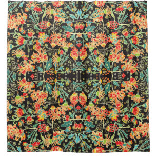 Cortina De Ducha Floral caótica: patrón abstracto vintage.