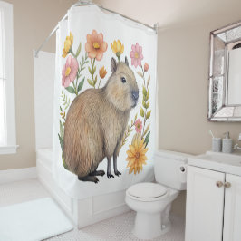 Cortina de ducha floral Capybara