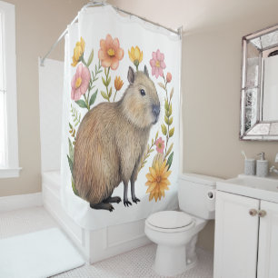 Cortina de ducha floral Capybara