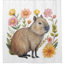 Cortina de ducha floral Capybara