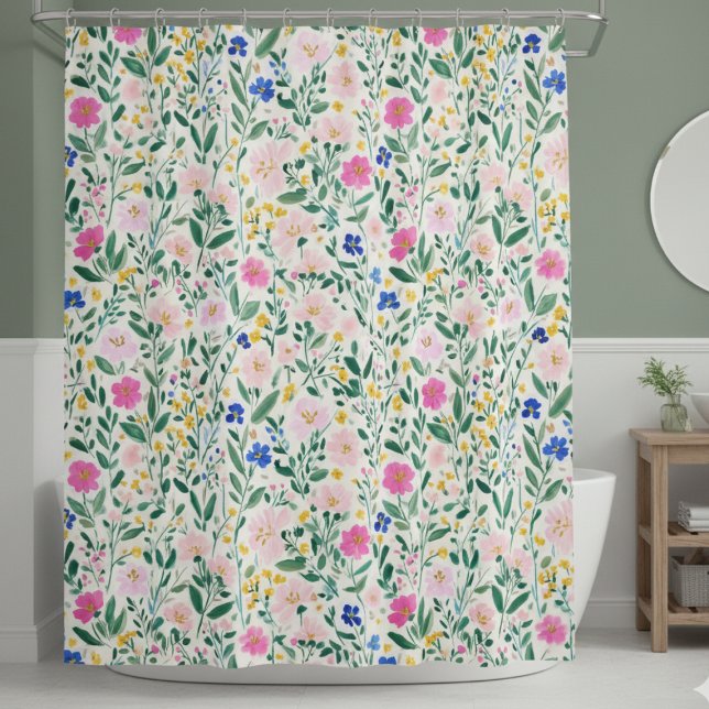 Cortina de ducha floral colorida (elegant preppy colorful floral garden shower curtain)