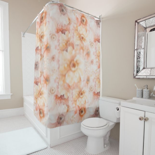 Cortina de ducha floral de baño bohemio-inglés (In situ)