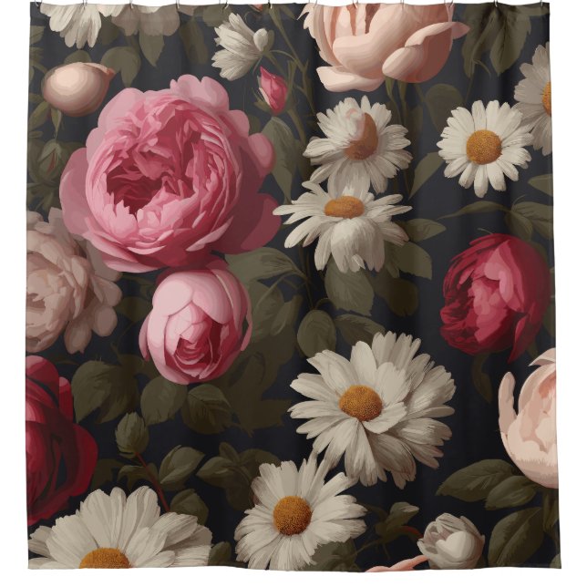 Cortina De Ducha Floral de cosecha: (Anverso)