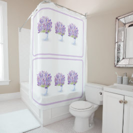 Cortina De Ducha Floral de lavanda en acuarela pintada a mano