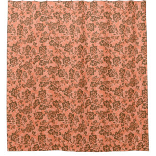 Cortina De Ducha Floral de papaya hawaiana vintage