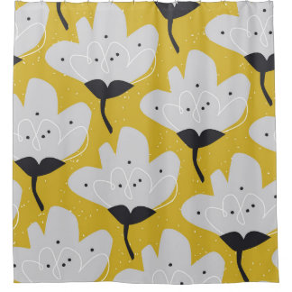 Cortina De Ducha Floral escandinava: diseño de cosecha manual