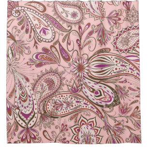 Cortina De Ducha Floral étnica: Diseño Paisley Oriental.