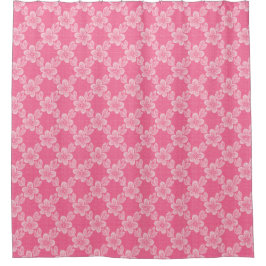 Cortina De Ducha floral lattice pink pattern