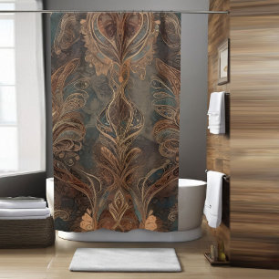 Cortina De Ducha Floral marrón Boho Ducha Estilo 2