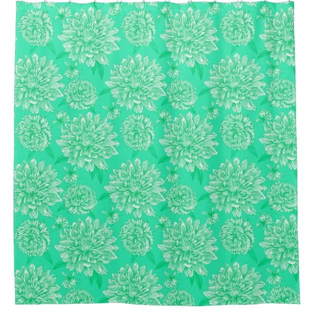 Cortina de ducha floral menta (Anverso)