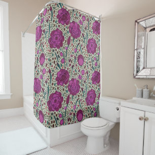 Cortina De Ducha Floral Morado