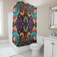 Floral Paisly Swirls Negrita Colorido