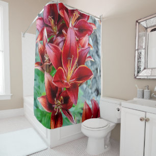 Cortina De Ducha Floral Red Stargazer Lily Photography