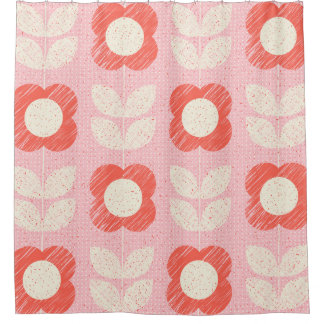 Cortina De Ducha Floral retro con estilo escandinavo sin soldadura