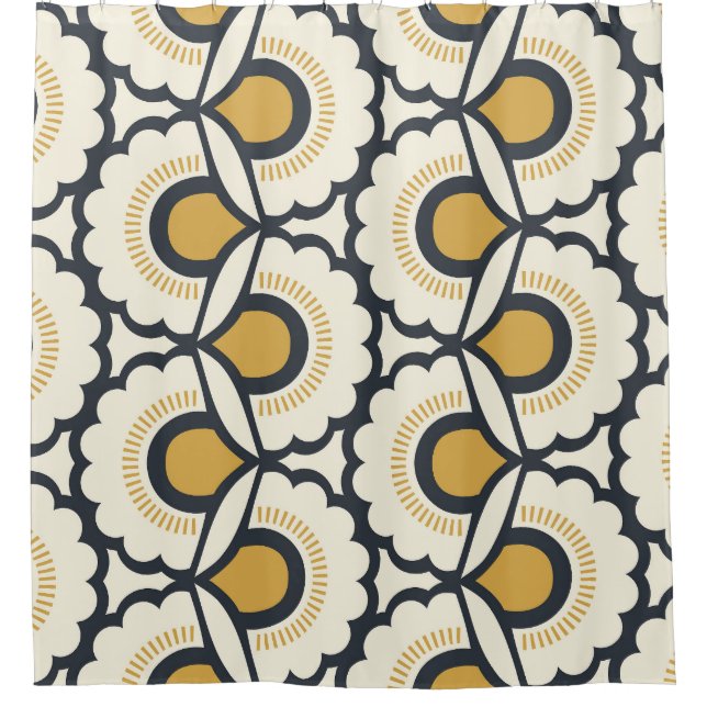 Cortina De Ducha Floral retro: elementos de cosecha sin soldadura (Anverso)