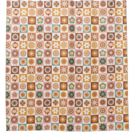 Cortina De Ducha Floral Retro Groovy