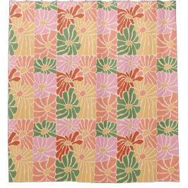 Cortina De Ducha Floral Retro Groovy 