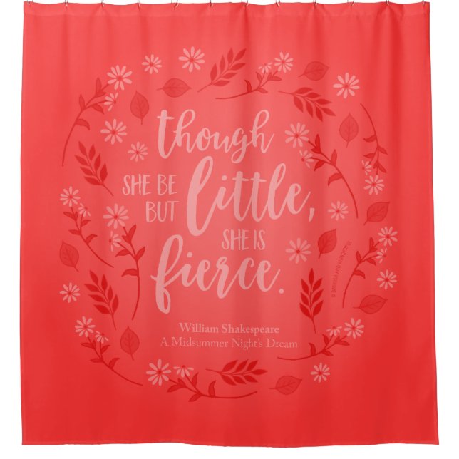 Cortina De Ducha Floral Roja Pequeña Pero Fierce William Shakespear (Anverso)
