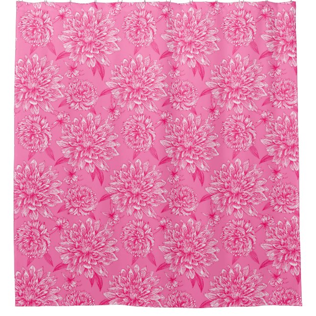 Cortina de ducha floral rosa (Anverso)