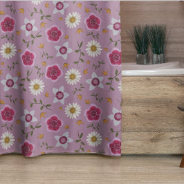 Cortina De Ducha Floral rosa moderno Dianthus & Daisy dibujado a ma