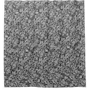 Cortina De Ducha Floral Shower Curtain Black and White 