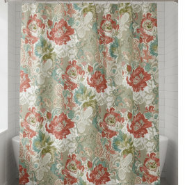 Cortina De Ducha Floral Shower Curtain with Paisley