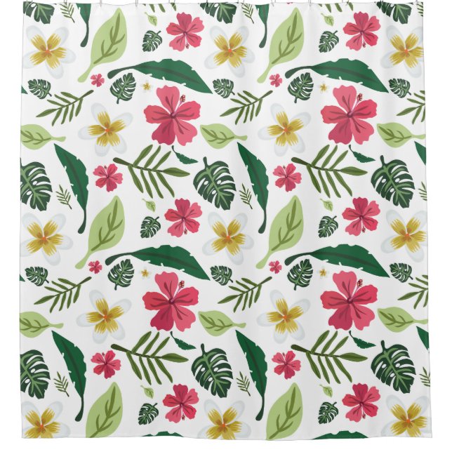 Cortina de ducha floral tropical (Anverso)