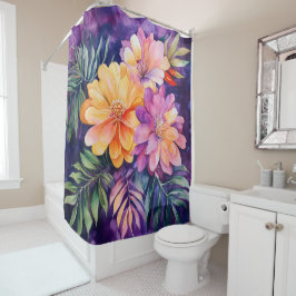 Cortina De Ducha floral tropical
