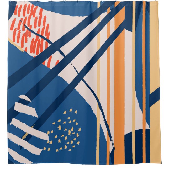 Cortina De Ducha Floral tropical: cabecera moderna (Anverso)