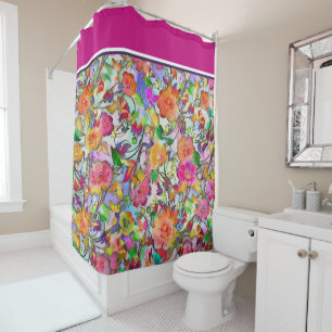 Cortina De Ducha Floral vibrante