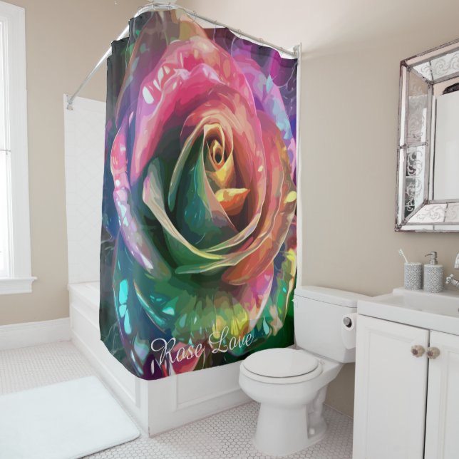 Cortina De Ducha Florecimiento celeste: Rosa extranjero (In situ)